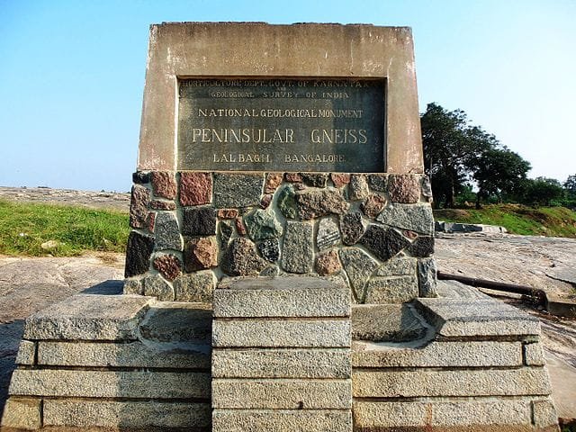 Gneiss rock at Lalbagh Botanical Garden, Bangalore