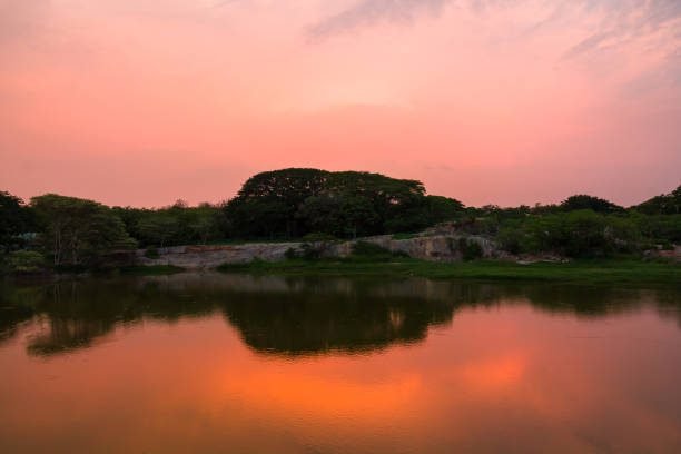 Colorful sunset at lalbagh lake